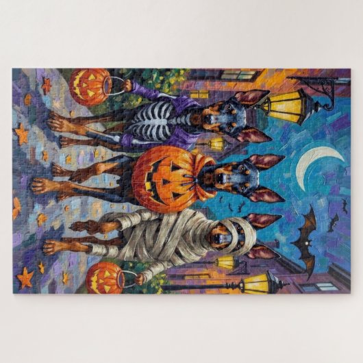 Doberman Hunde Trick-or-Treating Halloween-Kostüme Puzzle (Horizontal)