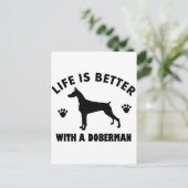 Doberman Hundedesign Postkarte (Stehend Vorderseite)