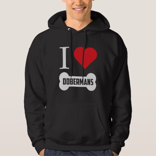 Doberman I Heart Dobermans Bone Hoodie (Vorderseite)