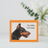 Doberman "Ich hasse Einbrecher" Hundepostkarte Postkarte (Stehend Vorderseite)
