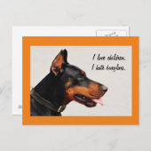 Doberman "Ich hasse Einbrecher" Hundepostkarte Postkarte (Vorne/Hinten)