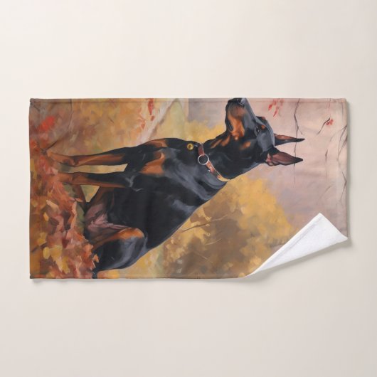 Doberman im Herbst Leaves Fall Inspiriert Badhandtuch Set (Handtuch)