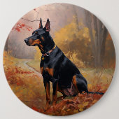 Doberman im Herbst Leaves Fall Inspiriert Button (Vorderseite)