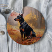 Doberman im Herbst Leaves Fall Inspiriert Button (Beispiel)