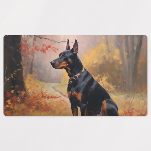 Doberman im Herbst Leaves Fall Inspiriert Etiketten (Design 1)