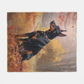 Doberman im Herbst Leaves Fall Inspiriert Fleecedecke (Vorderseite (Horizontal))