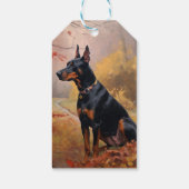 Doberman im Herbst Leaves Fall Inspiriert Geschenkanhänger (Rückseite)