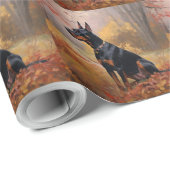 Doberman im Herbst Leaves Fall Inspiriert Geschenkpapier (Rolleneckpunkt)