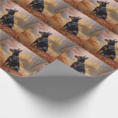 Doberman im Herbst Leaves Fall Inspiriert Geschenkpapier (Ecke)