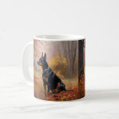 Doberman im Herbst Leaves Fall Inspiriert Kaffeetasse (Vorderseite Links)