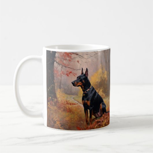 Doberman im Herbst Leaves Fall Inspiriert Kaffeetasse (Links)