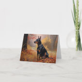Doberman im Herbst Leaves Fall Inspiriert Karte (Vorderseite)
