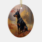 Doberman im Herbst Leaves Fall Inspiriert Keramik Ornament (Rechts)