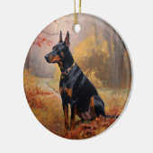 Doberman im Herbst Leaves Fall Inspiriert Keramik Ornament (Links)