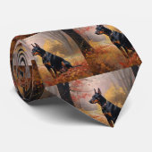 Doberman im Herbst Leaves Fall Inspiriert Krawatte (Gerollt)