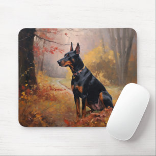 Doberman im Herbst Leaves Fall Inspiriert Mousepad