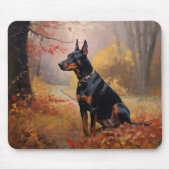 Doberman im Herbst Leaves Fall Inspiriert Mousepad (Vorne)