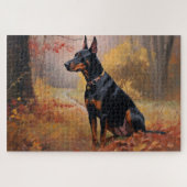 Doberman im Herbst Leaves Fall Inspiriert Puzzle (Horizontal)