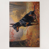 Doberman im Herbst Leaves Fall Inspiriert Puzzle (Vertikal)