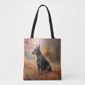 Doberman im Herbst Leaves Fall Inspiriert Tasche (Vorderseite)