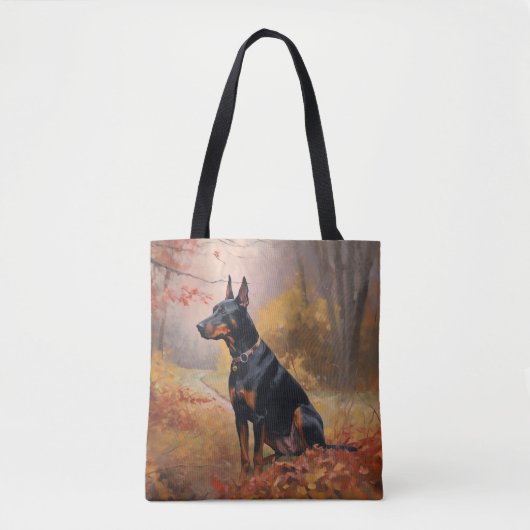 Doberman im Herbst Leaves Fall Inspiriert Tasche (Vorderseite)
