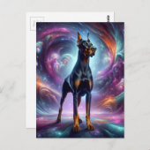 Doberman im Kosmos Postkarte (Vorne/Hinten)