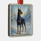Doberman im Winterschnee Ornament Aus Metall (Rechts)