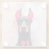Doberman in Devil Costume Glasuntersetzer (Rückseite)