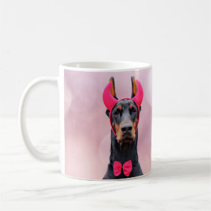 Doberman in Devil Costume Kaffeetasse