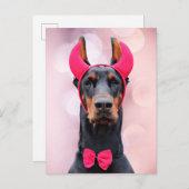 Doberman in Devil Costume Postkarte (Vorne/Hinten)