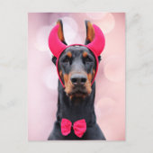 Doberman in Devil Costume Postkarte (Vorderseite)