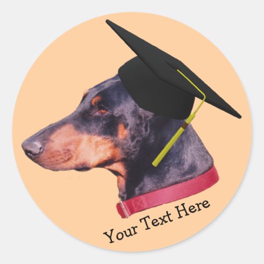Doberman in Graduation Cap Dog Sticker (Vorderseite)