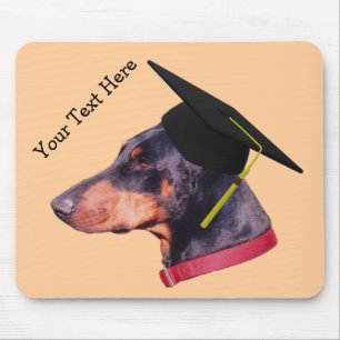 Doberman in Graduation Cap Funny Dog Mousepad