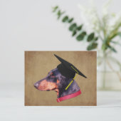 Doberman In Graduation Cap Funny Dog Personalized Postkarte (Stehend Vorderseite)