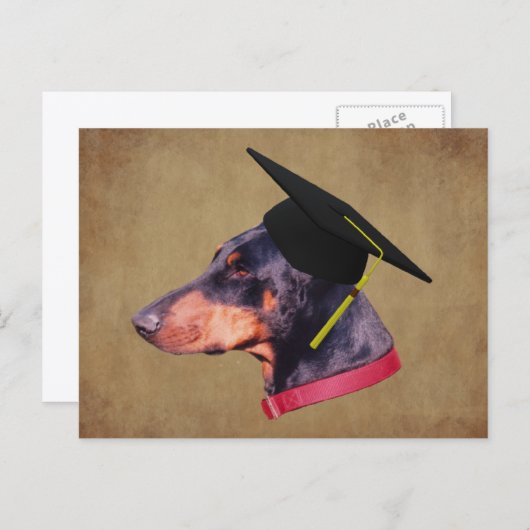 Doberman In Graduation Cap Funny Dog Personalized Postkarte (Vorne/Hinten)