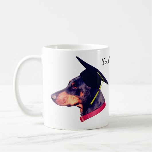 Doberman in Graduation Cap Niedlich Personalisiert Kaffeetasse (Links)