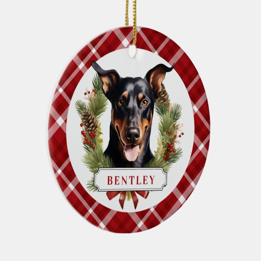 Doberman Keramik Circle Ornament (Rechts)