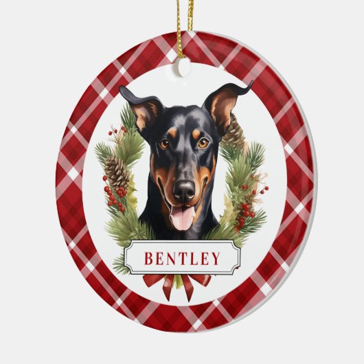 Doberman Keramik Circle Ornament (Links)