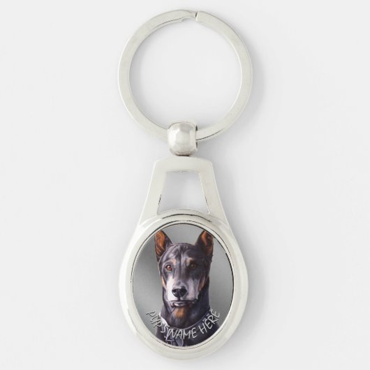 Doberman Key Chain Personalisiert Hunde Kunst Gesc Schlüsselanhänger (Vorderseite)