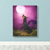 Doberman Lila Fantasy Orchids Doberman Art Leinwanddruck (Insitu (Holzboden))