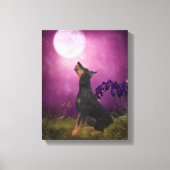 Doberman Lila Fantasy Orchids Doberman Art Leinwanddruck (Vorderseite)