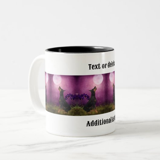 Doberman Lila Orchids Dog Art Personalisiert Zweifarbige Tasse (Vorderseite Links)