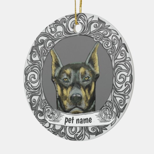 Doberman Loving Memory Ornament (Links)