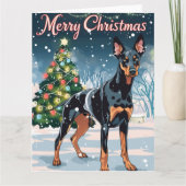 Doberman Merry Christmas Snow Karte (Vorderseite)