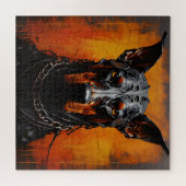 Doberman Metal Art Silhouette Square Puzzle (Horizontal)