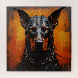 Doberman Metal Art Silhouette Square Puzzle