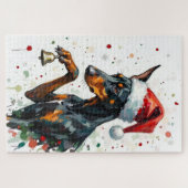 Doberman Minimalist Christmas Bell Balance Hat Puzzle (Horizontal)