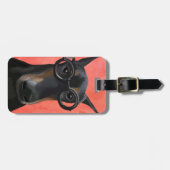 Doberman mit Brille Gepäckanhänger (Vorderseite horizontal)