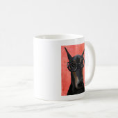 Doberman mit Brille Kaffeetasse (VorderseiteRechts)