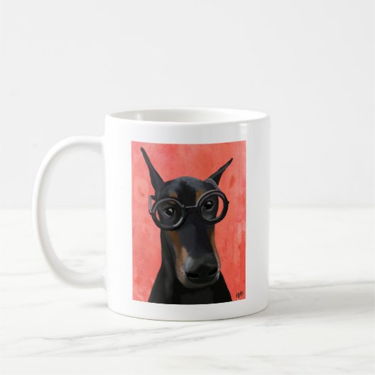 Doberman mit Brille Kaffeetasse (Links)